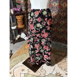 Joan Leslie Woman Floral‎ Maxi Skirt 18W Red Green Black Rayon Flowy